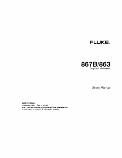 Fluke 867b/863 Fluke 867 & 863 Manual